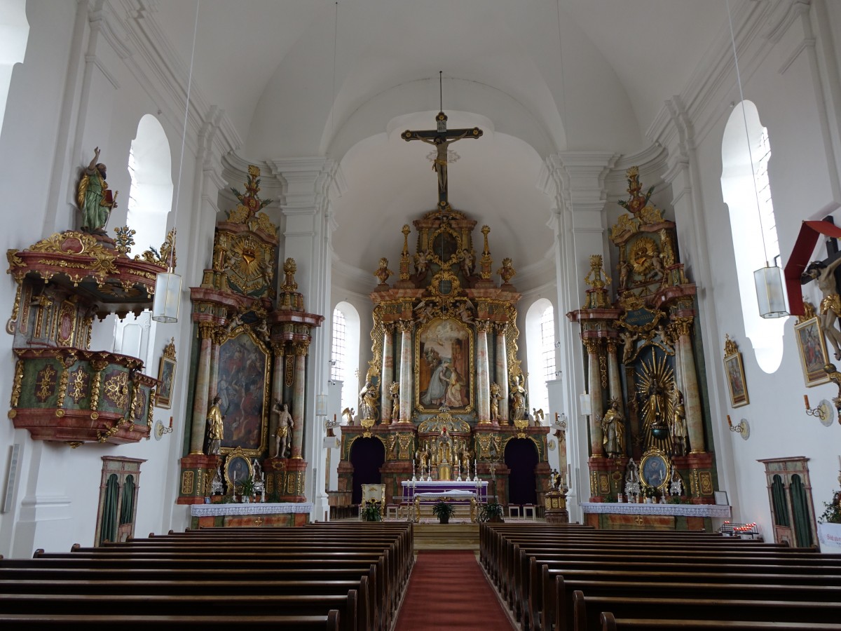 Bockhorn, barocke Altre und Kanzel in der Maria Heimsuchung Kirche (29.02.2016)