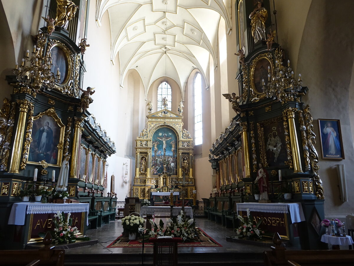 Bodzentyn, Hochaltar von 1545 in der Maria Himmelfahrt Kirche, Altarbilder von Petrus Venetus (18.06.2021)