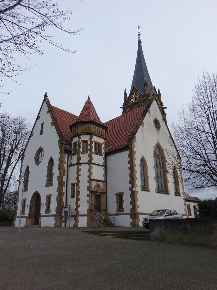Bckingen, evangelische St. Pankratius Kirche, erbaut 1900 durch Heinrich Dolmetsch (23.12.2018)