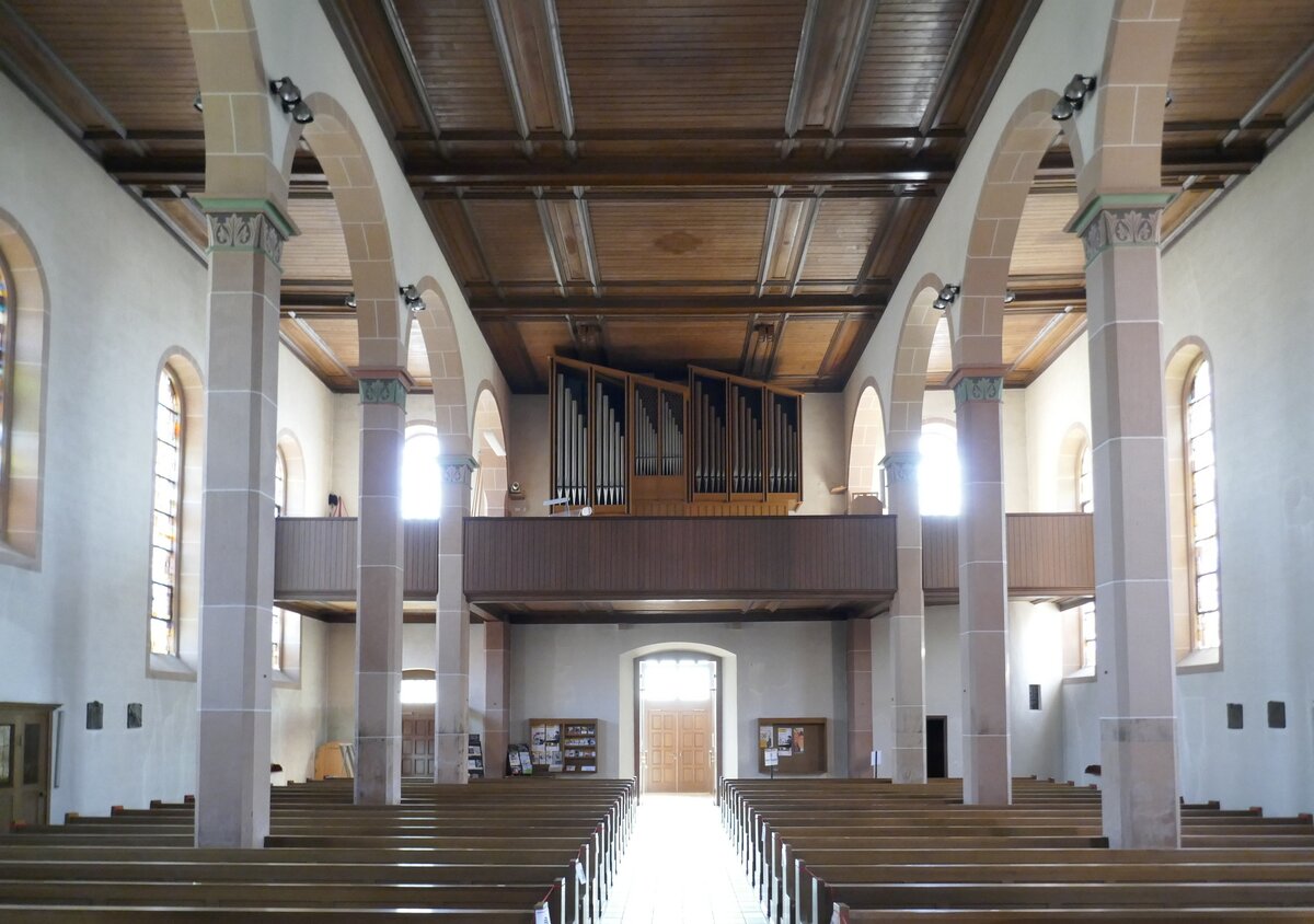 Bohlsbach, Blick zur Orgelempore in der Kirche St.Laurentius, Sept.2021