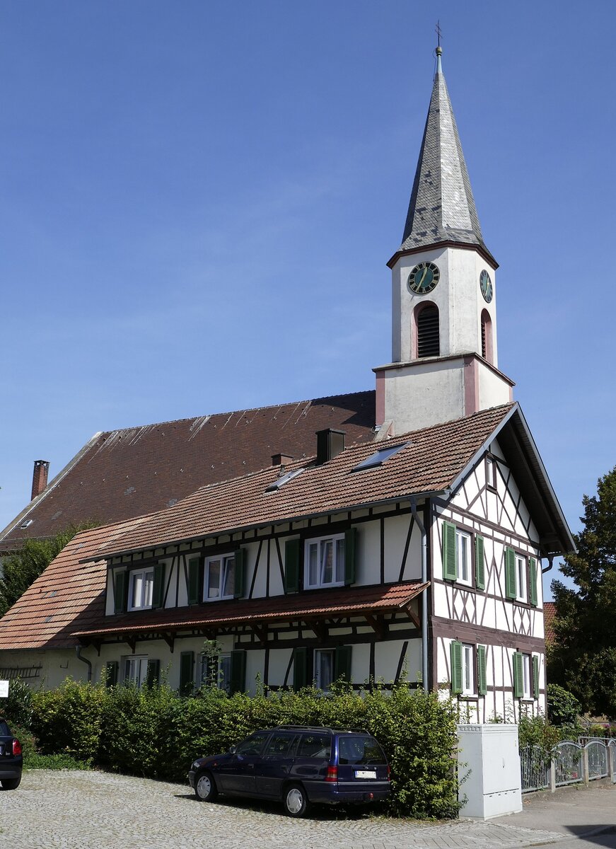Bohlsbach, die katholische Pfarrkirche St.Laurentius, erbaut 1837, Sept.2021