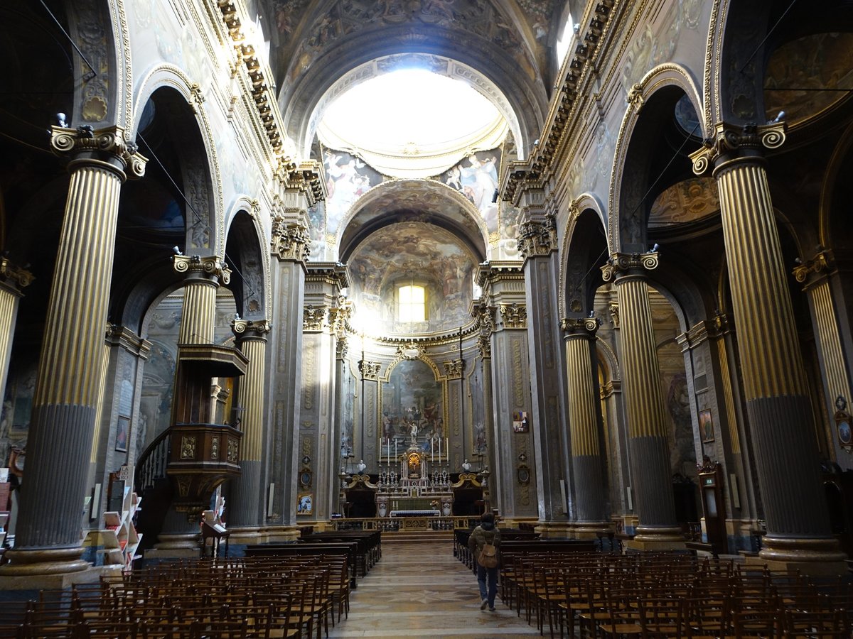 Bologna, barocker Innenraum der Pfarrkirche San Bartolomeo (31.10.2017)