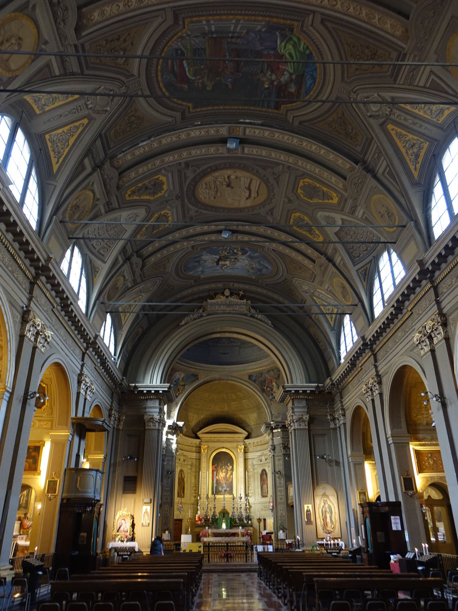 Bologna, barocker Innenraum der San Benedetto Kirche, erbaut bis 1606 durch G. Ballerini (31.10.2017)