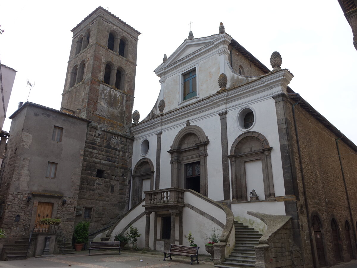 Bomarzo, Kathedrale St. Maria Assunta, romanisch, Fassade von Vicino Orsini (24.05.2022)