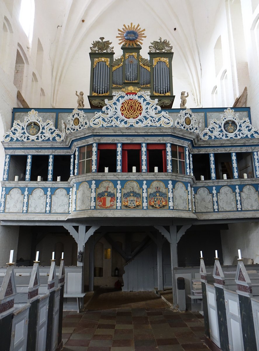 Borglum, Orgelempore in der evangelischen Klosterkirche (23.09.2020)