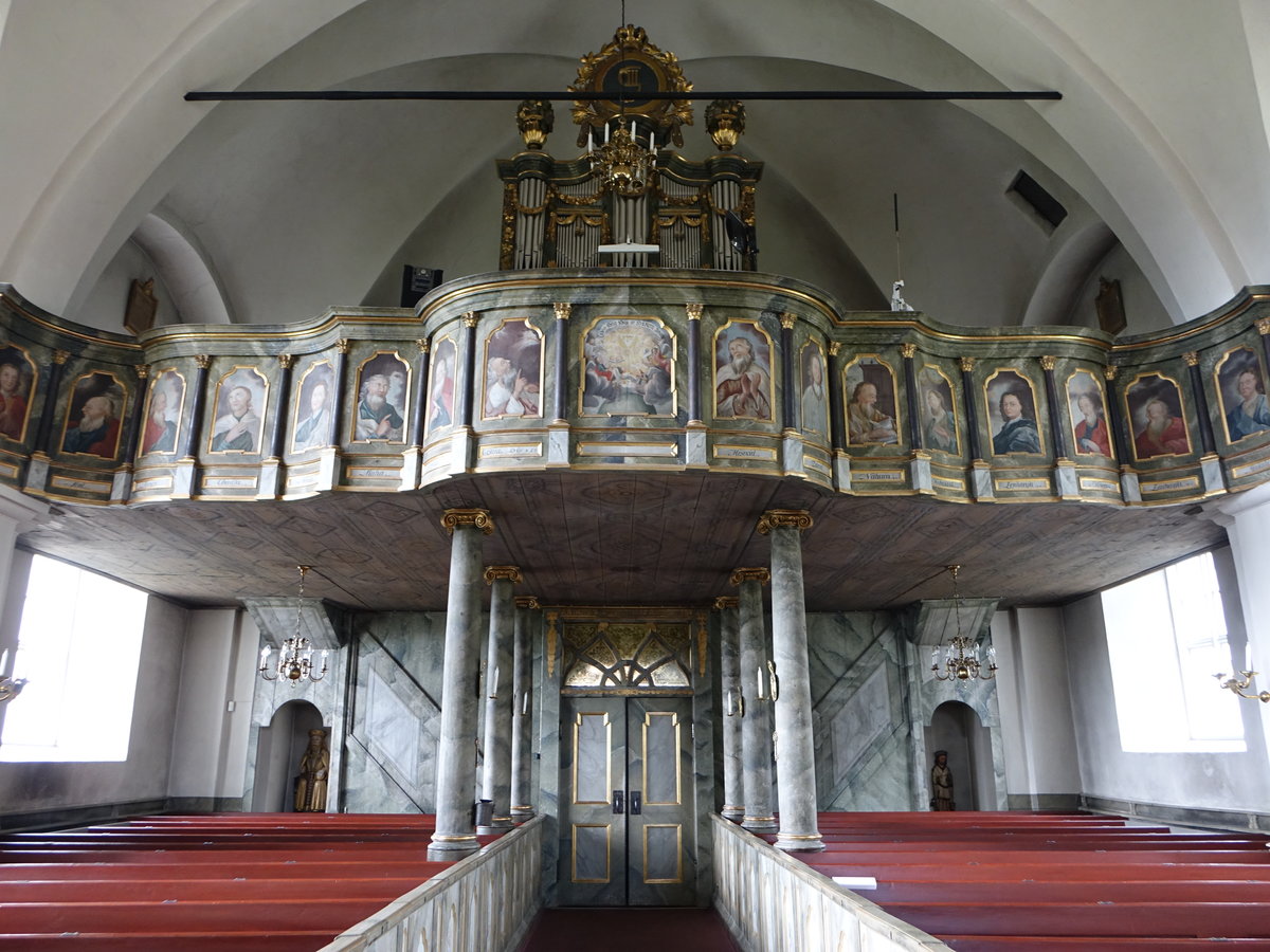 Borgsj, Orgelempore in der Ev. Kirche, erbaut 1771 durch Olof Berggren (20.06.2017)