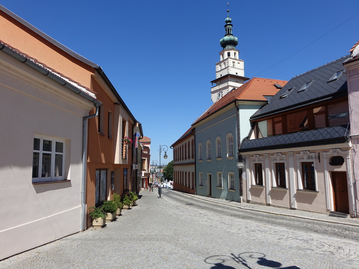 Boskovice / Boskowitz, Huser am Beginn des Masarykovo Namesti (01.08.2020)