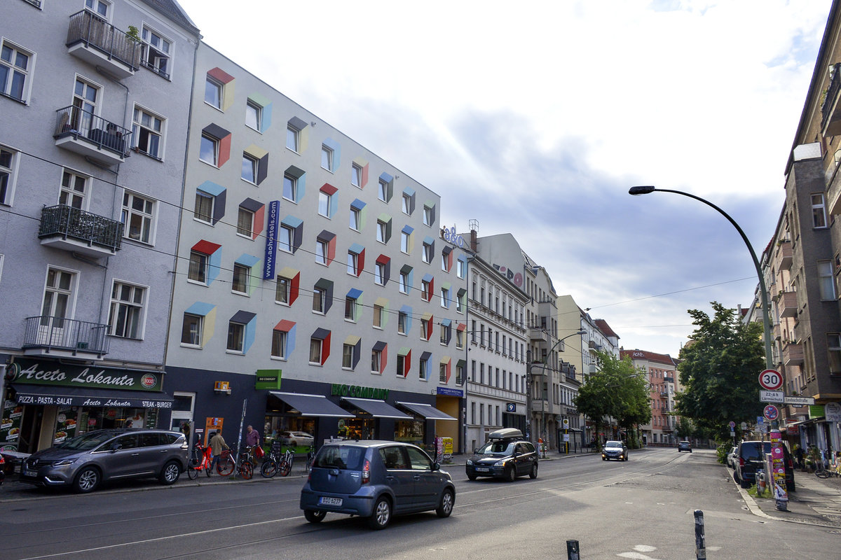 Boxhagener Strae im Berliner Ortsteil Friedrichshain. Aufnahme: 8. Juni 2019.