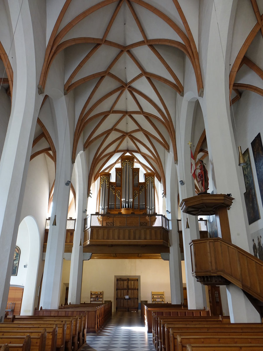 Bozen, Orgelempore in der Franziskanerkirche, erbaut von  Johann Pirchner jun. (14.09.2019)