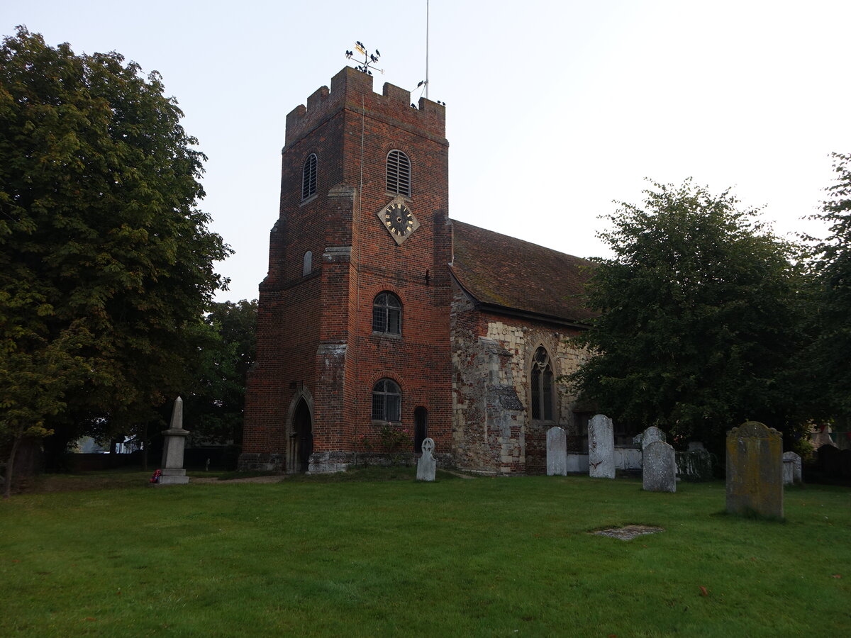 Bradwell-on-Sea, Pfarrkirche St. Thomas, erbaut im 14. Jahrhundert (06.09.2023)