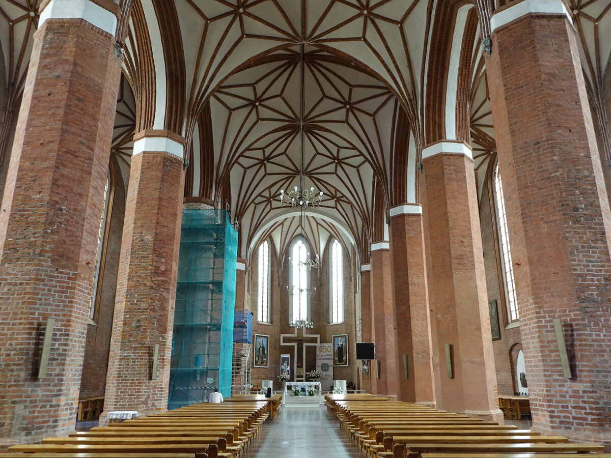 Braniewo / Braunsberg, gotischer Innenraum mit Gewlbe von 1442 in der St. Katharina Kirche (03.08.2021)