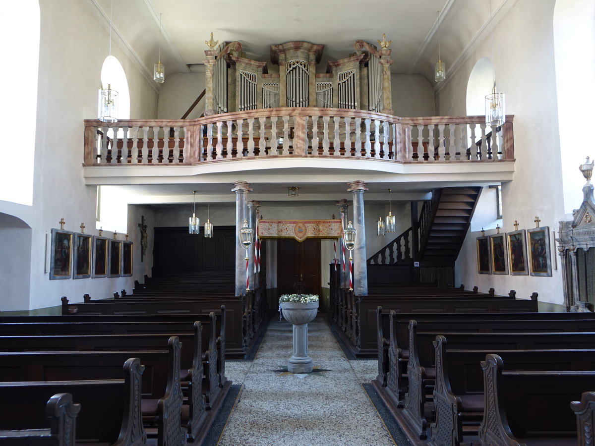 Brebersdorf, Orgelempore in der Pfarrkirche St. Petri (27.05.2017)