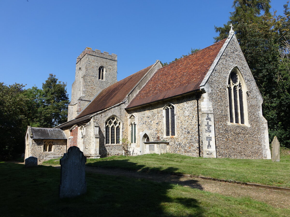 Brent Eleigh, Pfarrkirche St. Mary, erbaut im 14. Jahrhundert (07.09.2023)