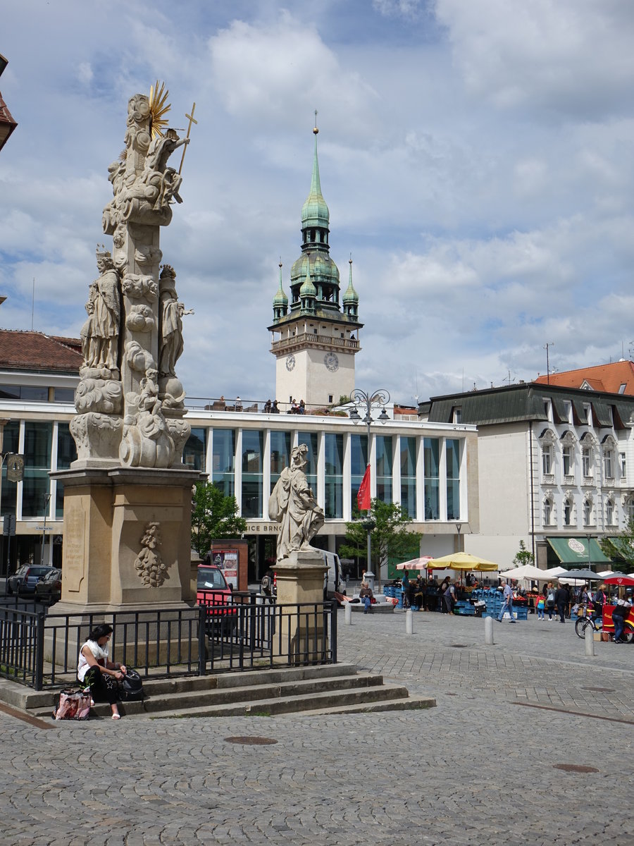 Brno/ Brnn, Dreifaltigkeitssule am Dominikanske Namesti (30.05.2019)