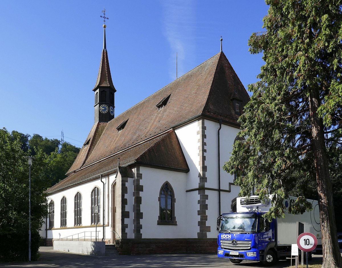 Brombach, die katholische Pfarrkirche St.Josef, erbaut 1899-1900, Juli 2020