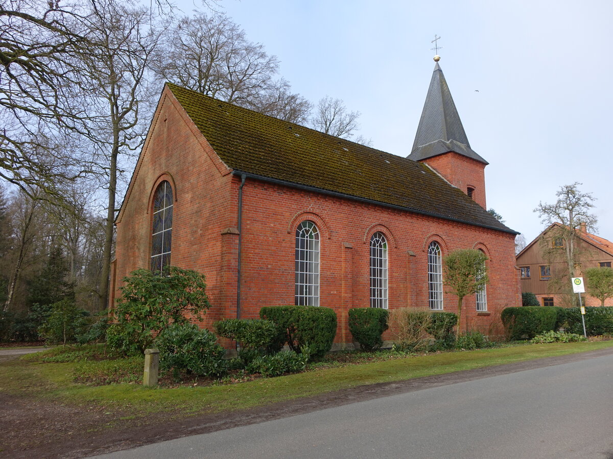Brunsbrock, evangelische St. Matth�us Kirche, erbaut im 19. Jahrhundert (28.03.2026)