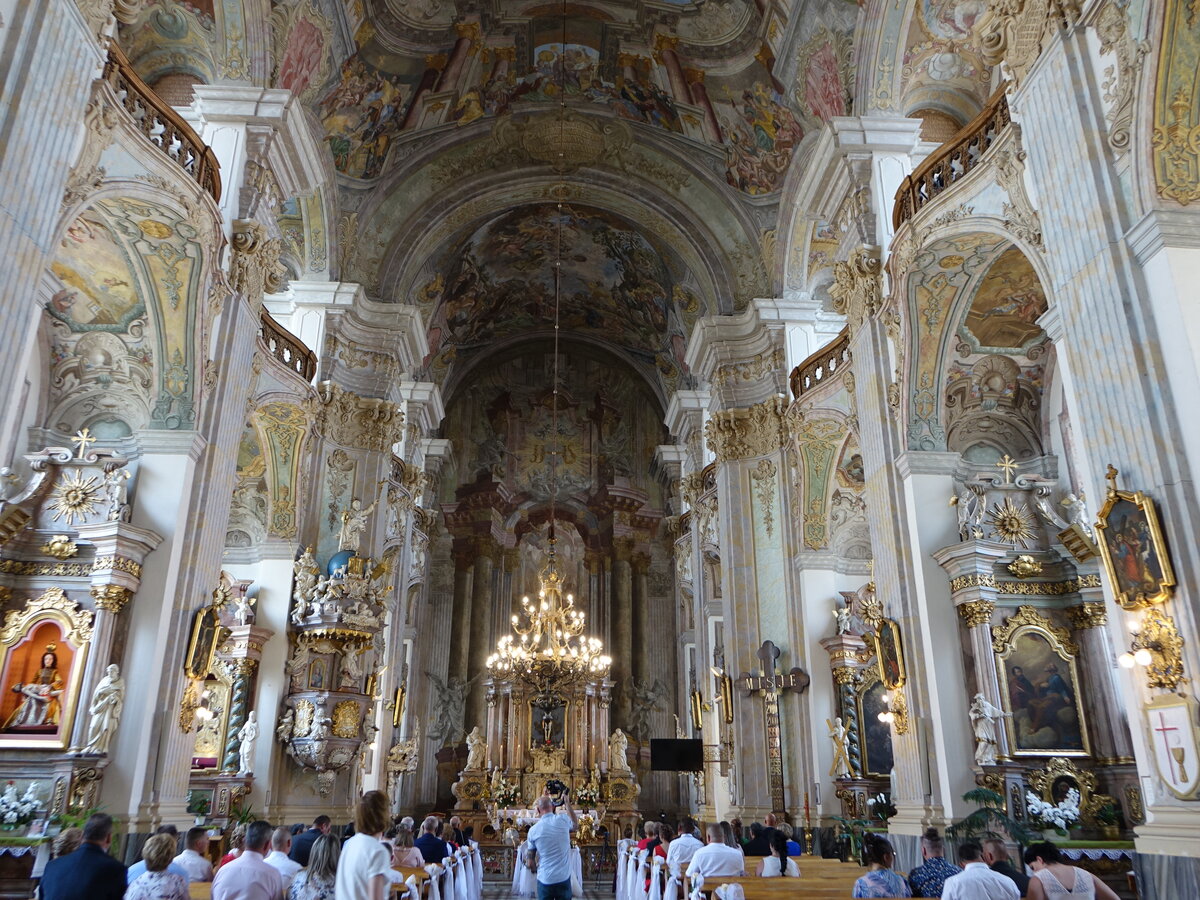 Brzeg / Brieg, barocker Innenraum der Jesuitenkirche Hl. Kreuz, Fresken von Johannes Kuben (19.06.2021)