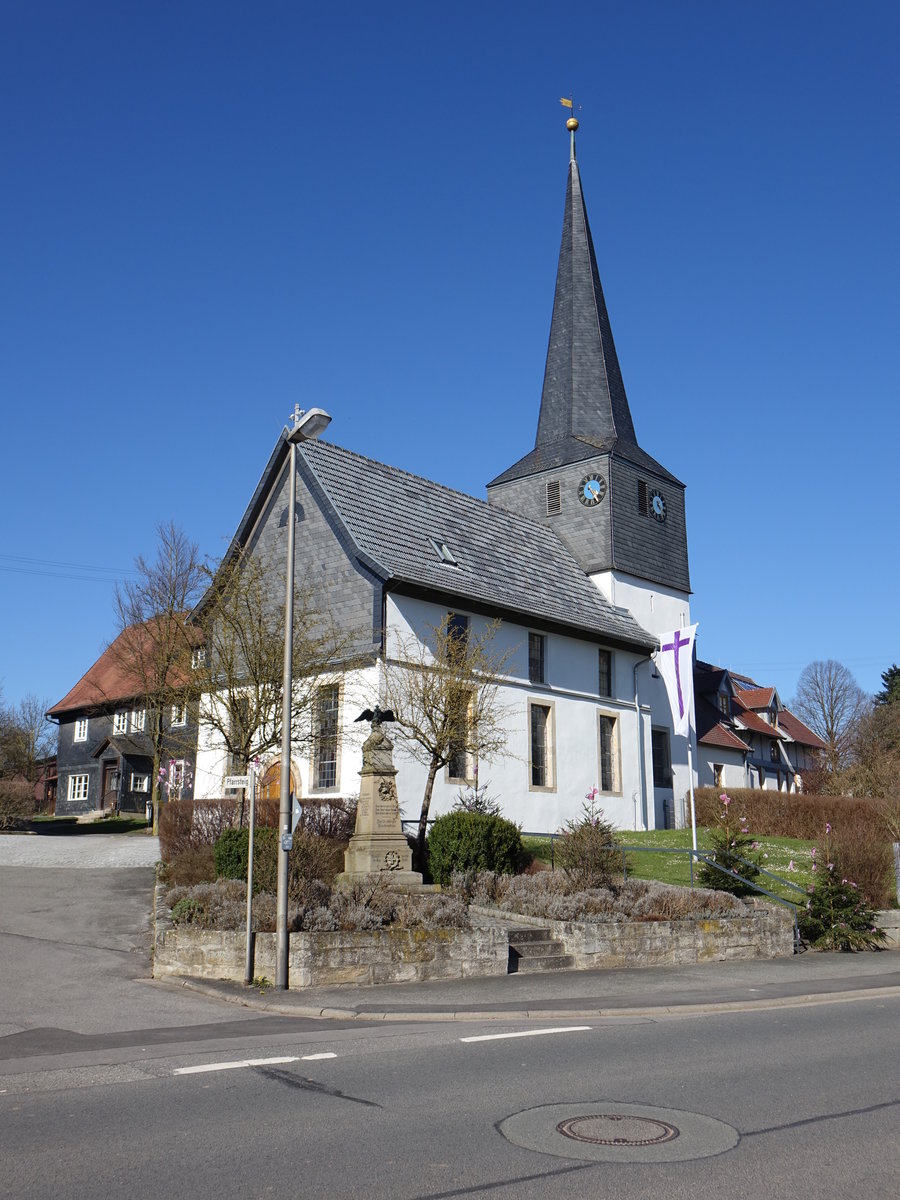 Buch am Forst, Ev. St. Magdalena Kirche, Chorturmkirche, erbaut bis 1370 (07.04.2018)