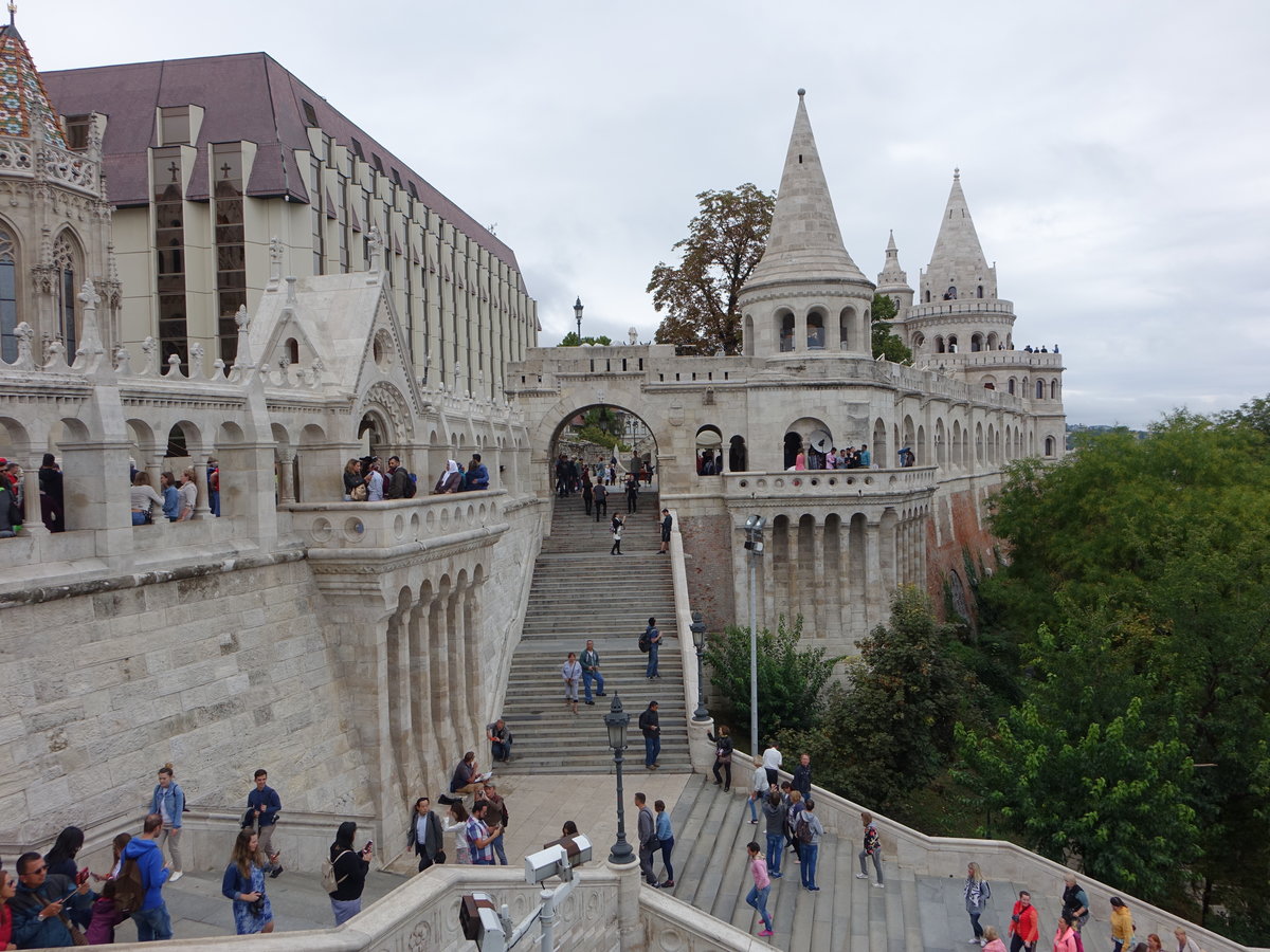 Budapest, Fischerbastei, neoromanisches Monument erbaut von 1895 bis 1902 durch Frigyes Schulek (26.08.2018)