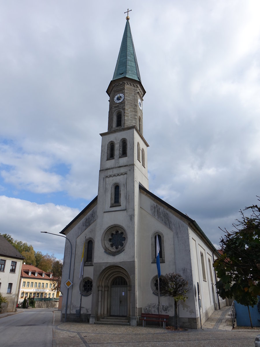 Bchlberg, kath. Pfarrkirche St. Ulrich, barocke Langhaus erbaut 1725, verlngert 1837 (21.10.2018)