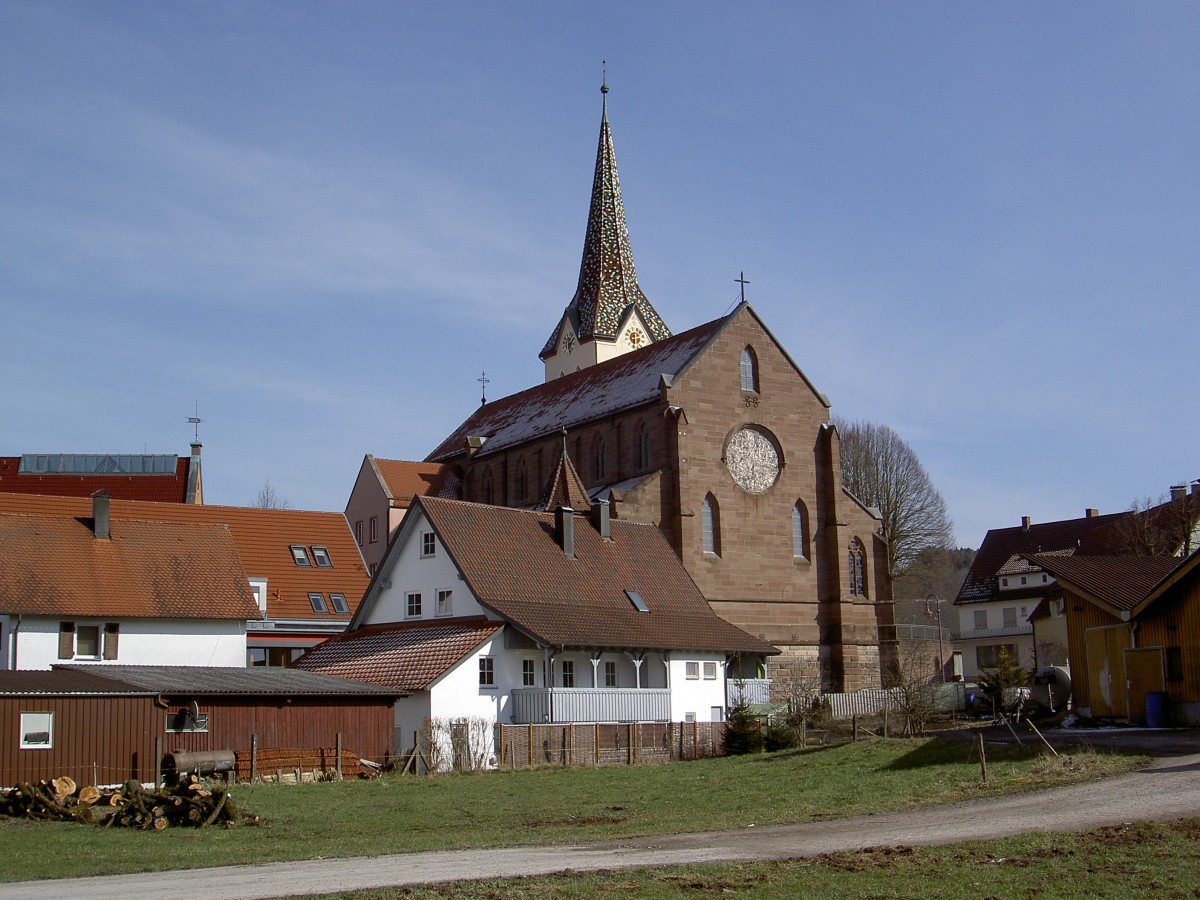Bhlerzell, St. Maria Kirche, erbaut von 1877 bis 1879, Chor von 1504 (16.03.2013)