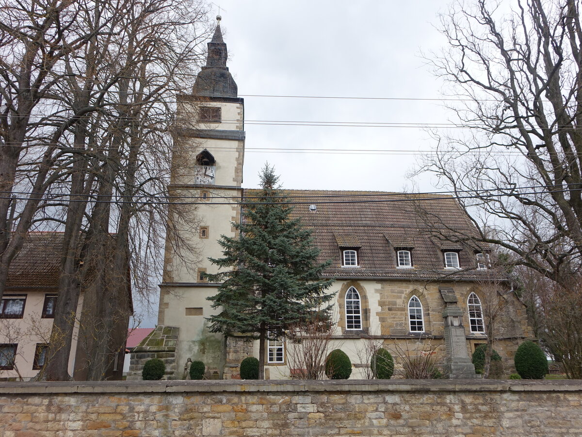 Bufleben, evangelische St. Cyriakus Kirche, erbaut ab 1412 (25.03.2023)