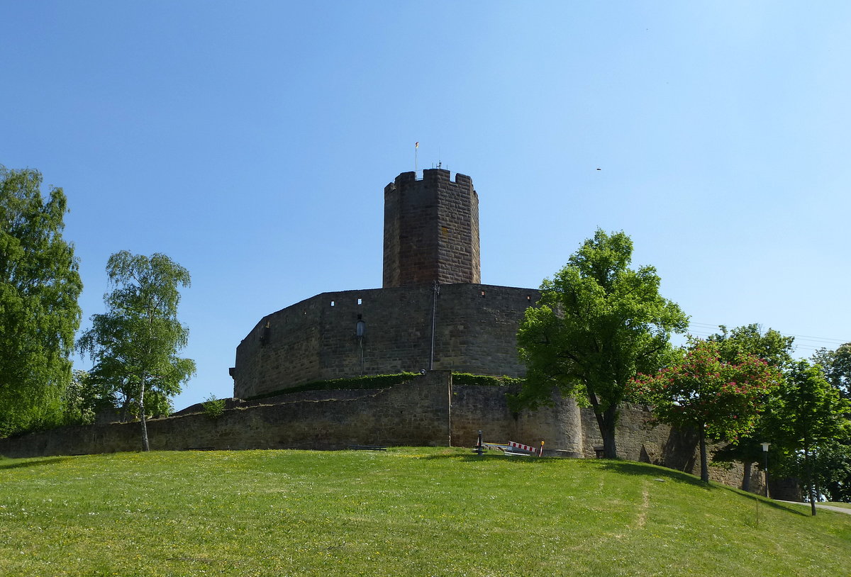 Burg Steinsberg, die Stauferburg entstand um 1109, ist Wahrzeichen der Stadt Sinsheim, April 2014