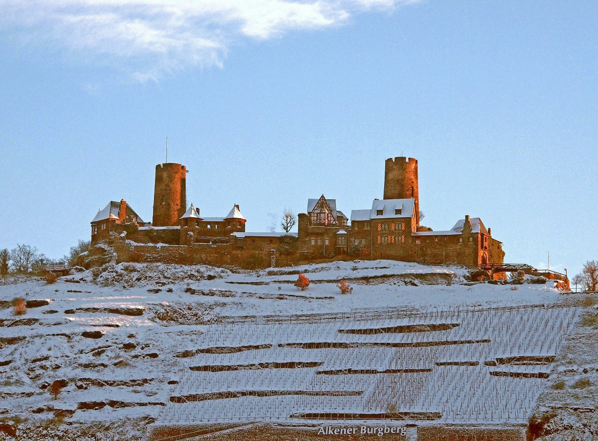 Burg Thurant oberhalb von Alken an der Mosel. Erbaut um 1200 unter dem welfischen Pfalzgrafen Heinrich, einem Sohn Heinrichs des Lwen. 1248 nach zweijhriger Belagerung durch die Erzbischfe von Trier und Kln erobert, die sich seither die Doppelburg teilten. 1689 zerstrt, wurde die Ruine um 1915 teilweise wiederhergestellt. (8. Dezember 2014)