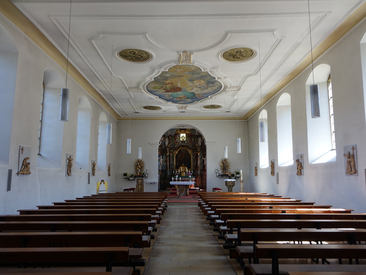 Burgwallbach, barocker Innenraum der kath. Pfarrkirche Hl. Dreifaltigkeit (08.07.2018)
