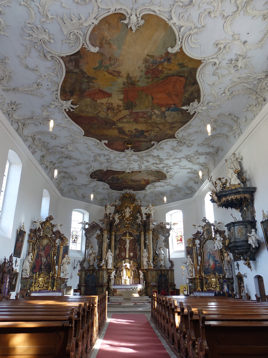 Burgwindheim, barocker Innenraum der Pfarrkirche St. Jakobus (11.03.2018)