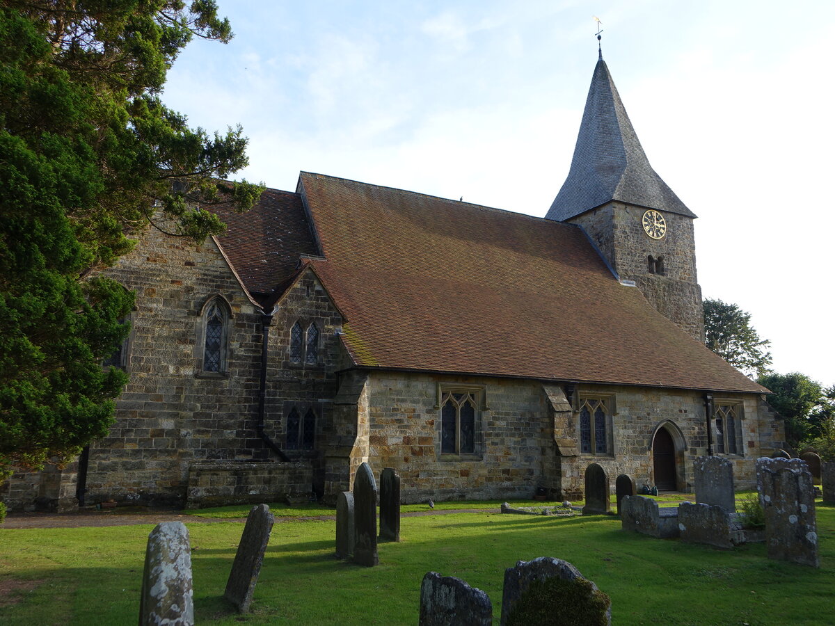 Burwash, Pfarrkirche St. Bartholomus, erbaut ab 1090, umgebaut 1856 (03.09.2023)