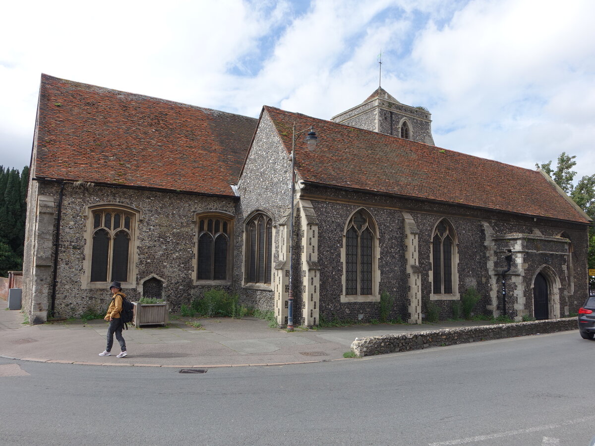 Canterbury, ehem. Kirche Hl. Kreuz, heute Guildhall, erbaut 1180 (02.09.2023)