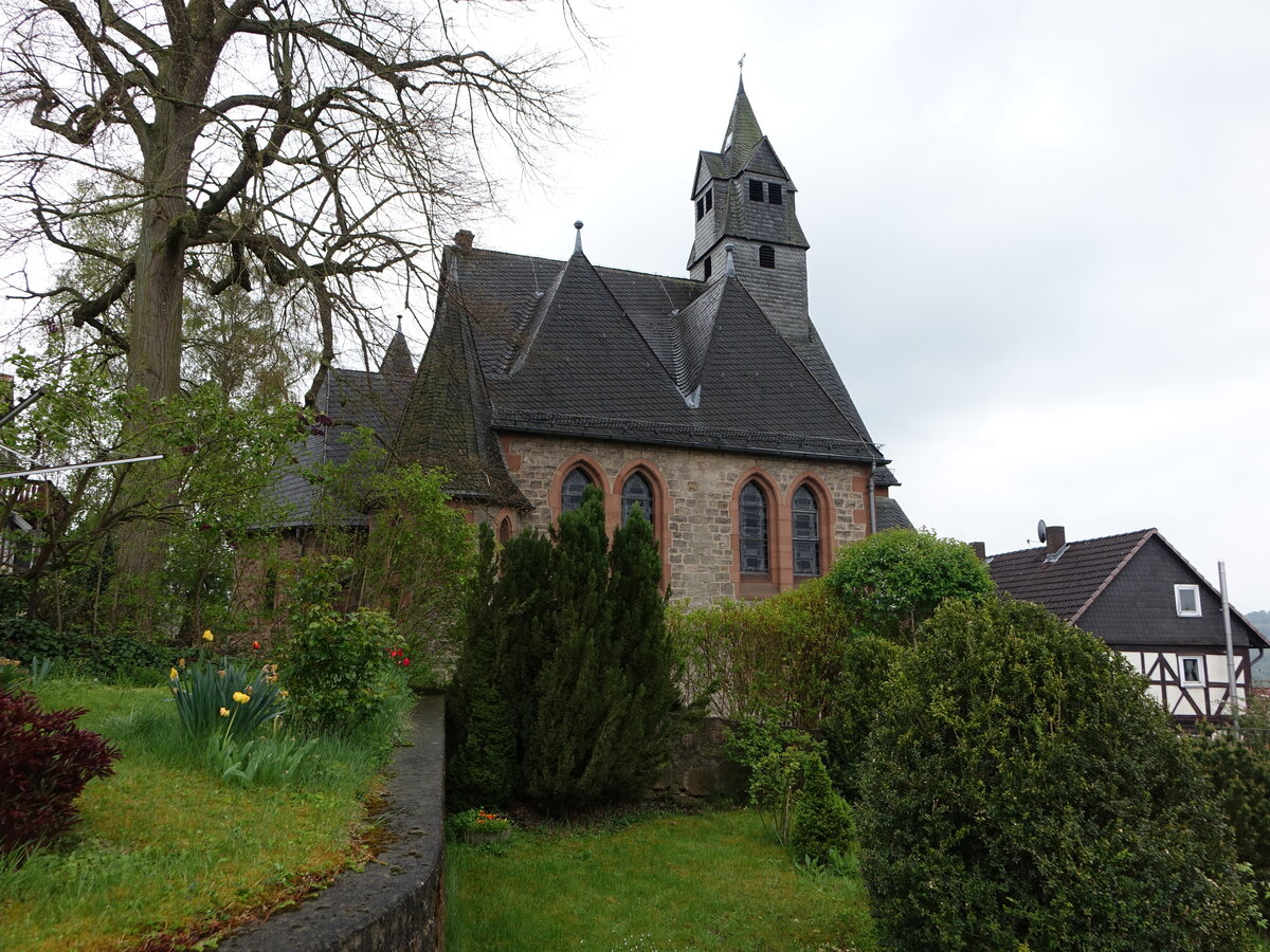 Cappel, evangelische Pfarrkirche St. Martin,  Saalkirche im Stil des Historismus aus dem Jahr 1900 (30.04.2022)