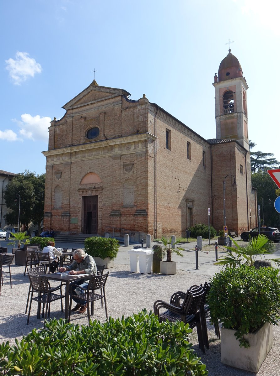 Castrocaro Terme, Pfarrkirche San Nicolo, erbaut im 11. Jahrhundert, sptgotischer Umbau (20.09.2019)