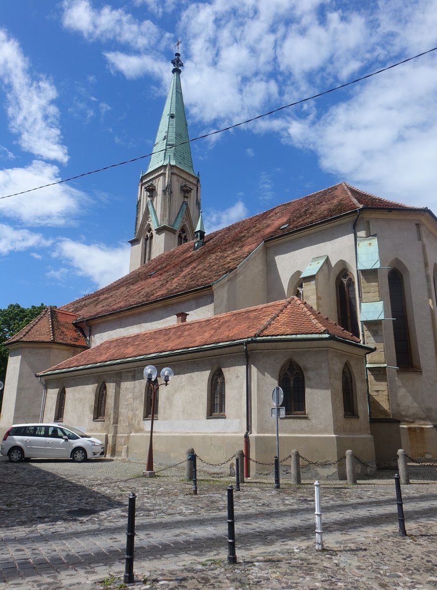 Celje, gotische St. Daniel Kirche, erbaut im 13. Jahrhundert (04.05.2017)