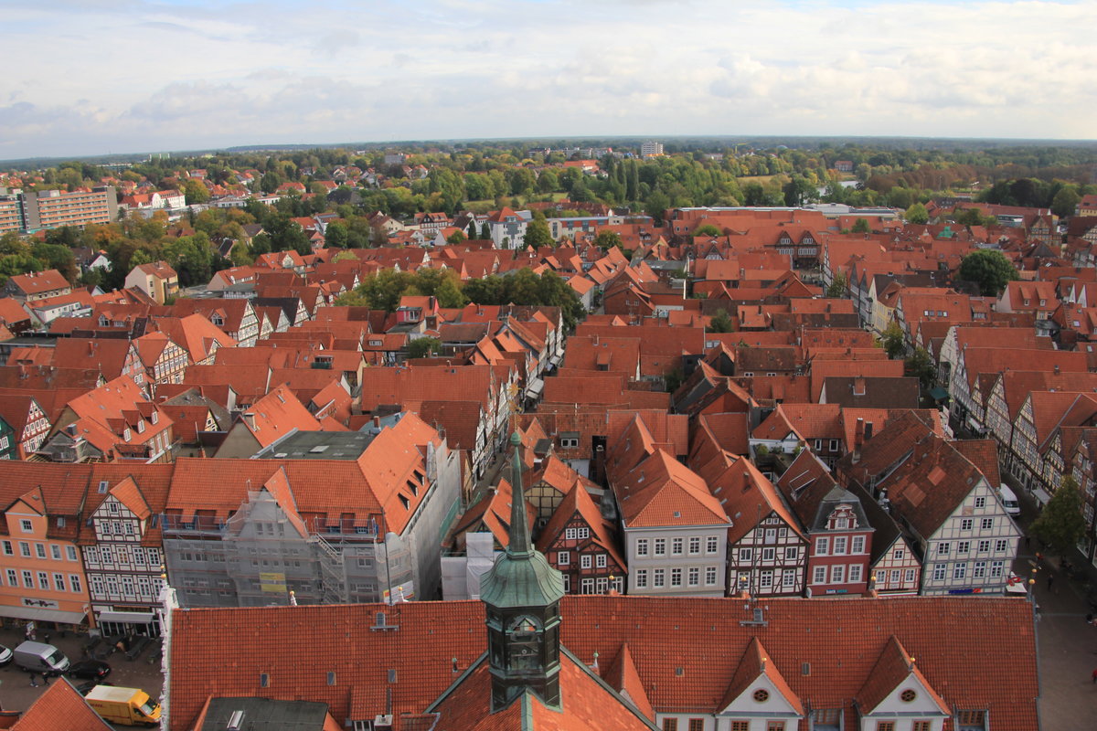 Celle aus der Vogelperspektive am 06.10.2020 vom Turm der Stadtkirche. 