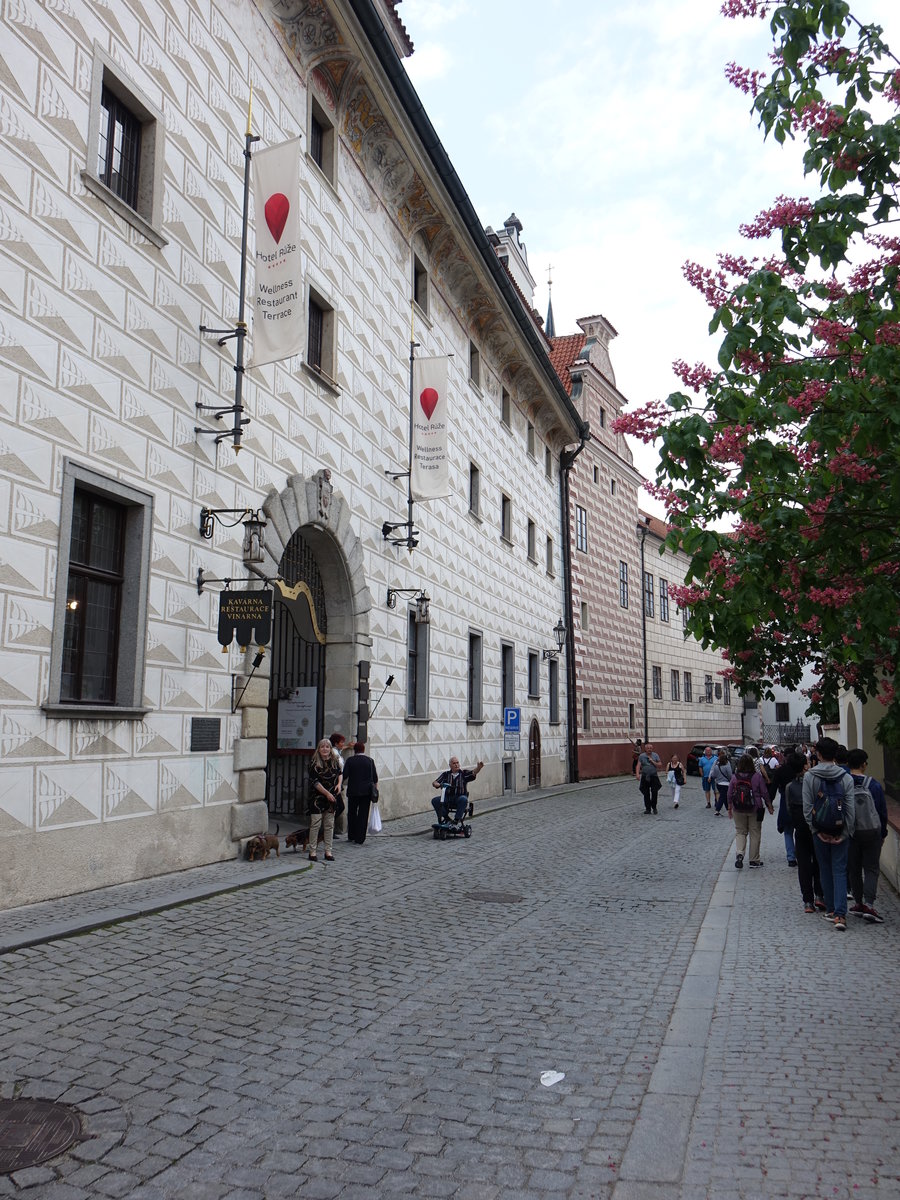 Cesky Krumlov/Krumau, 5 Sterne Hotel Rose in einem Renaissance Gebude in der Horni Strae (26.05.2019)