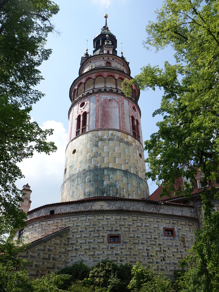 Cesky Krumlov/Krumau, Schloturm der Unteren Burg (26.05.2019)