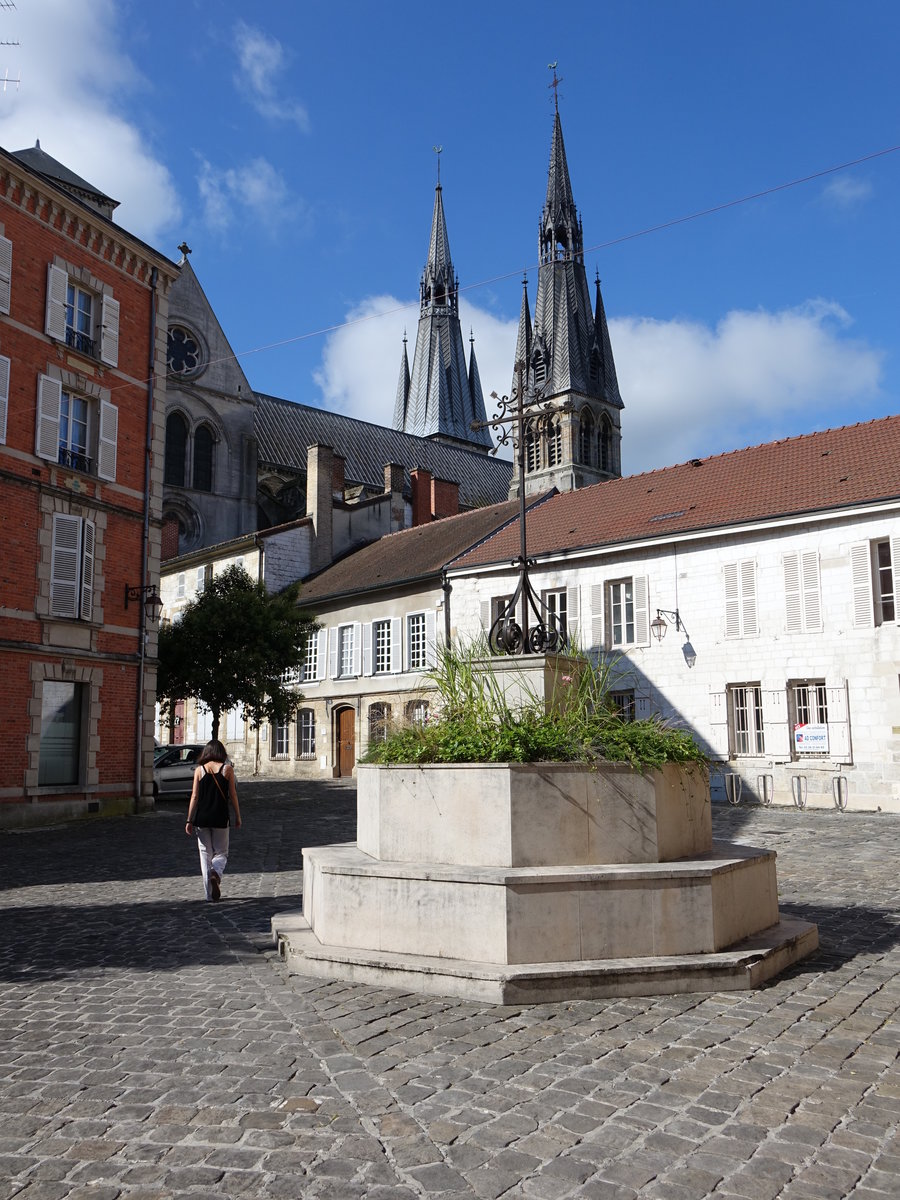 Chalons-en-Champagne, Brunnen am Place Notre Dame (09.07.2016)