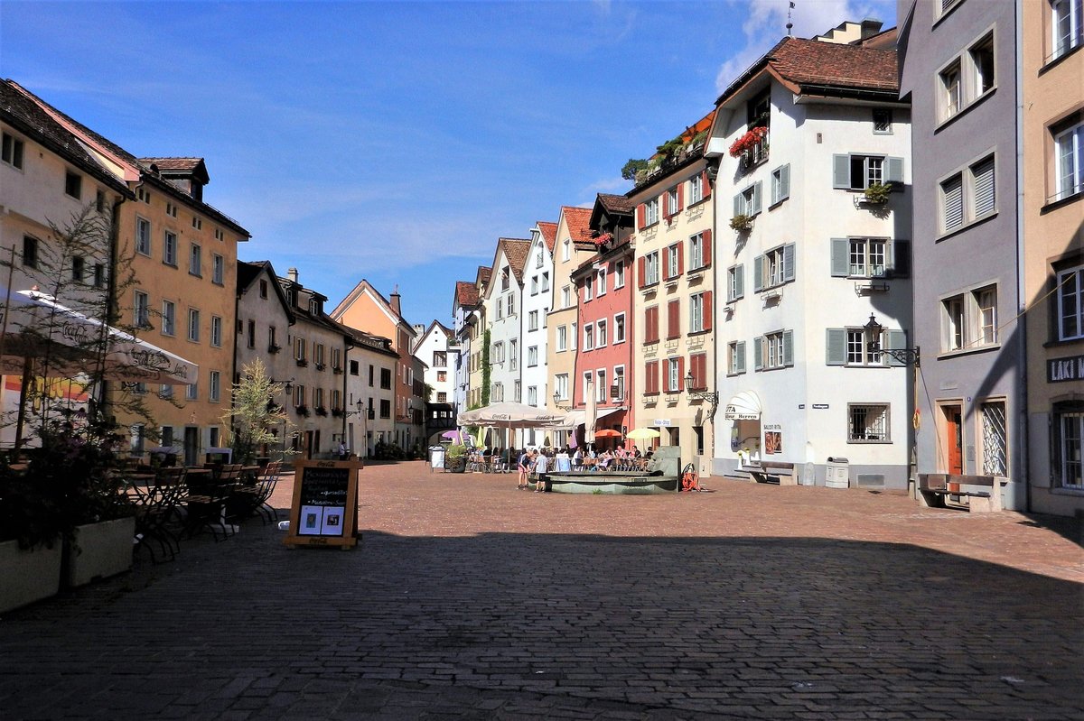 Chur, der Arcas-Platz zwischen der Plessur und der Oberen Gasse - 10.08.2012