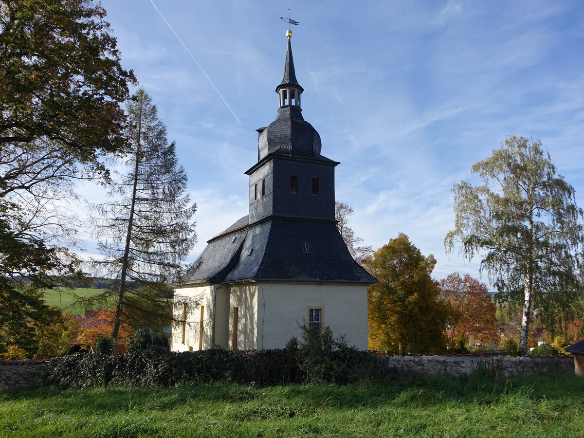 Chursdorf, evangelische St. Gallus Kirche, erbaut 1722 (19.10.2022)