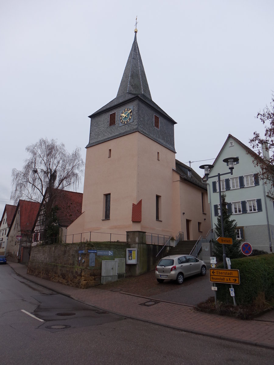 Cleversulzbach, evangelische St. Jost Kirche, erbaut 1592 (23.12.2018)