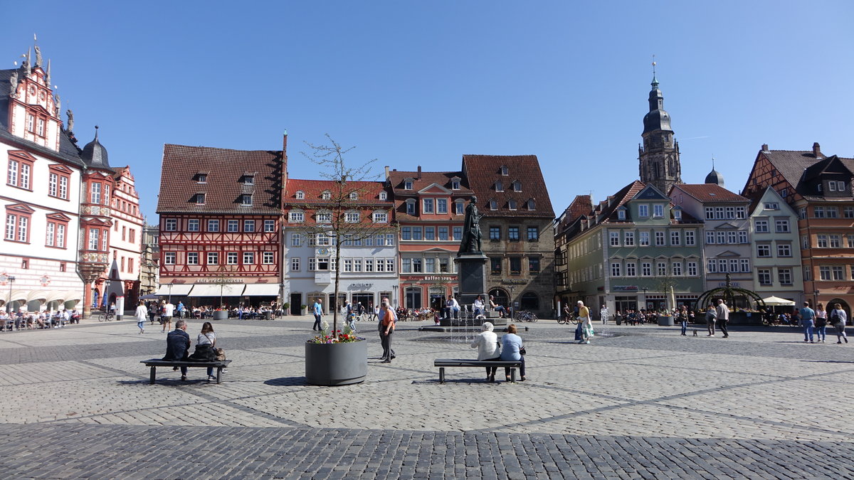 Coburg, Ansicht auf den Markt und die Ev. Stadtkirche St. Moritz (08.04.2018)
