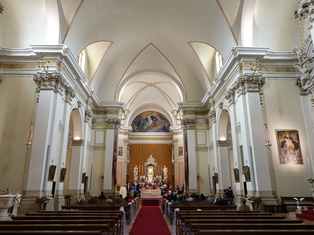 Codroipo, barocker Innenraum der Pfarrkirche St. Maria Maggiore (06.05.2017)
