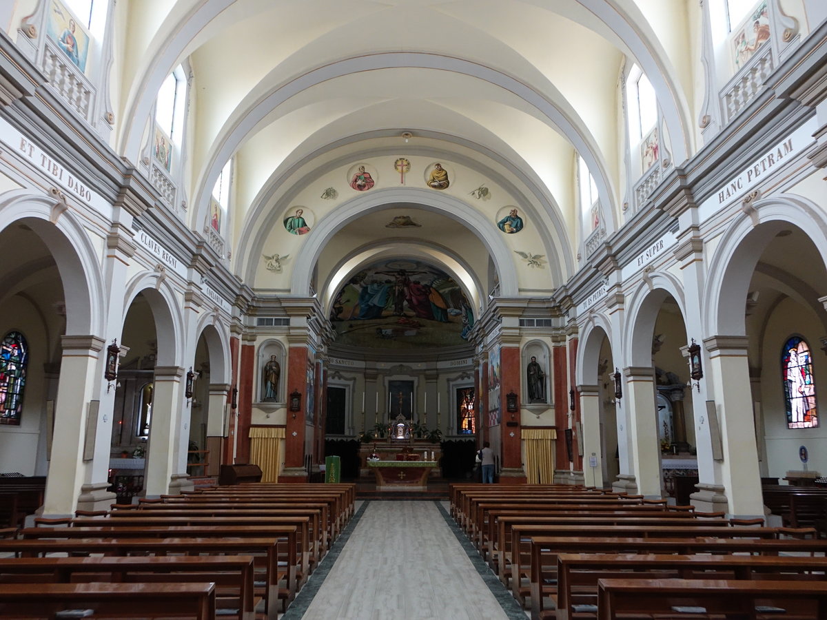 Copparo, barocker Innenraum der Pfarrkirche San Pietro, Gemlde von Scarsellino (30.10.2017)