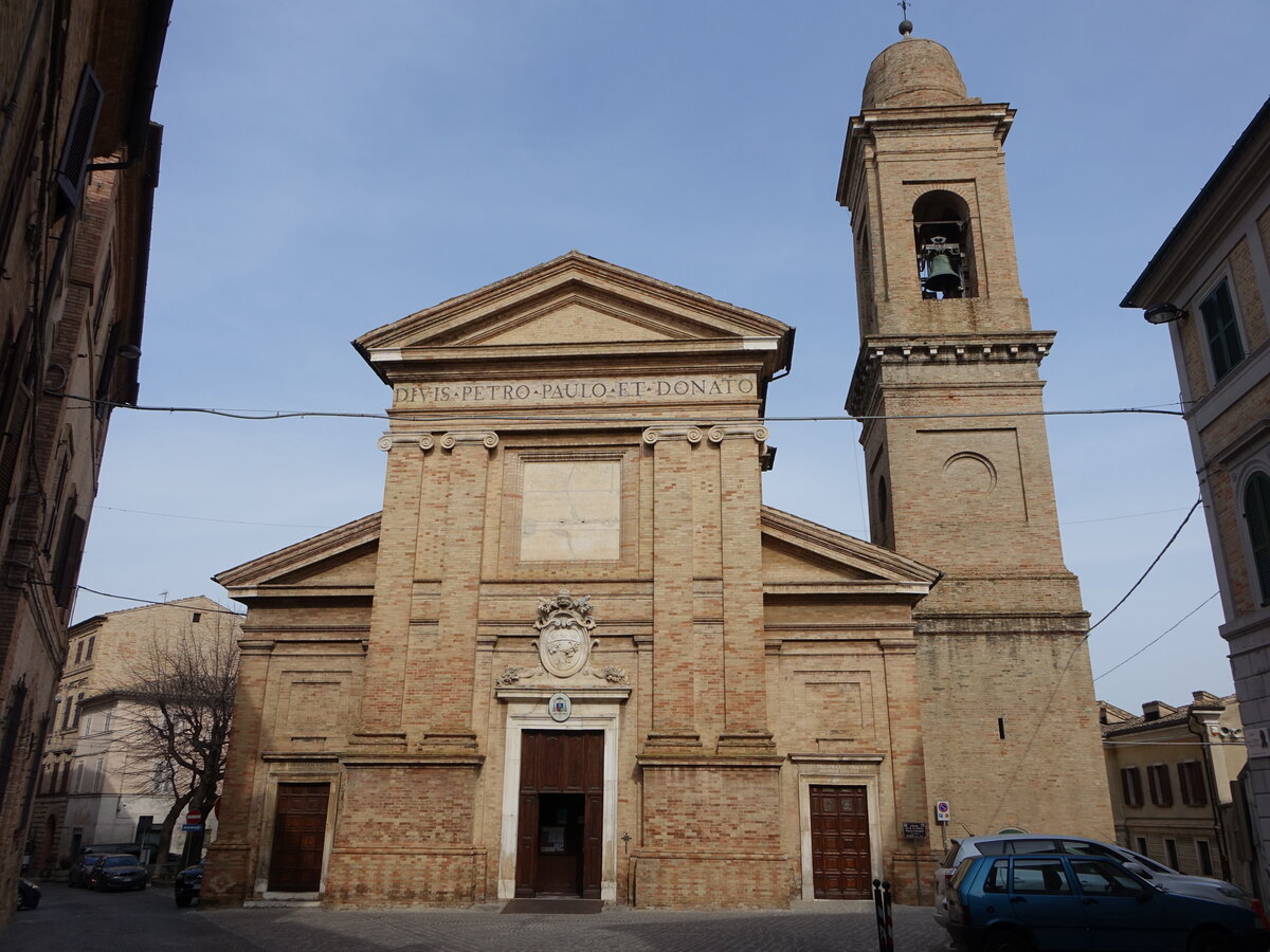Corridonia, Pfarrkirche St. Pietro e Paolo, erbaut im 18. Jahrhundert (29.03.2022)