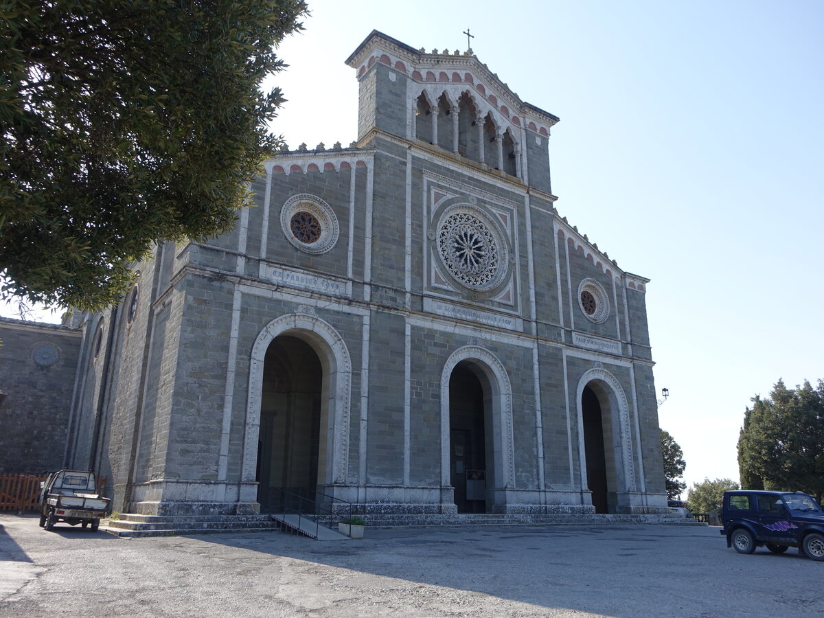 Cortona, Basilica di Santa Margherita, erbaut von 1856 bis 1897 durch Enrico Presenti und Giuseppe Castellucci (26.03.2022)