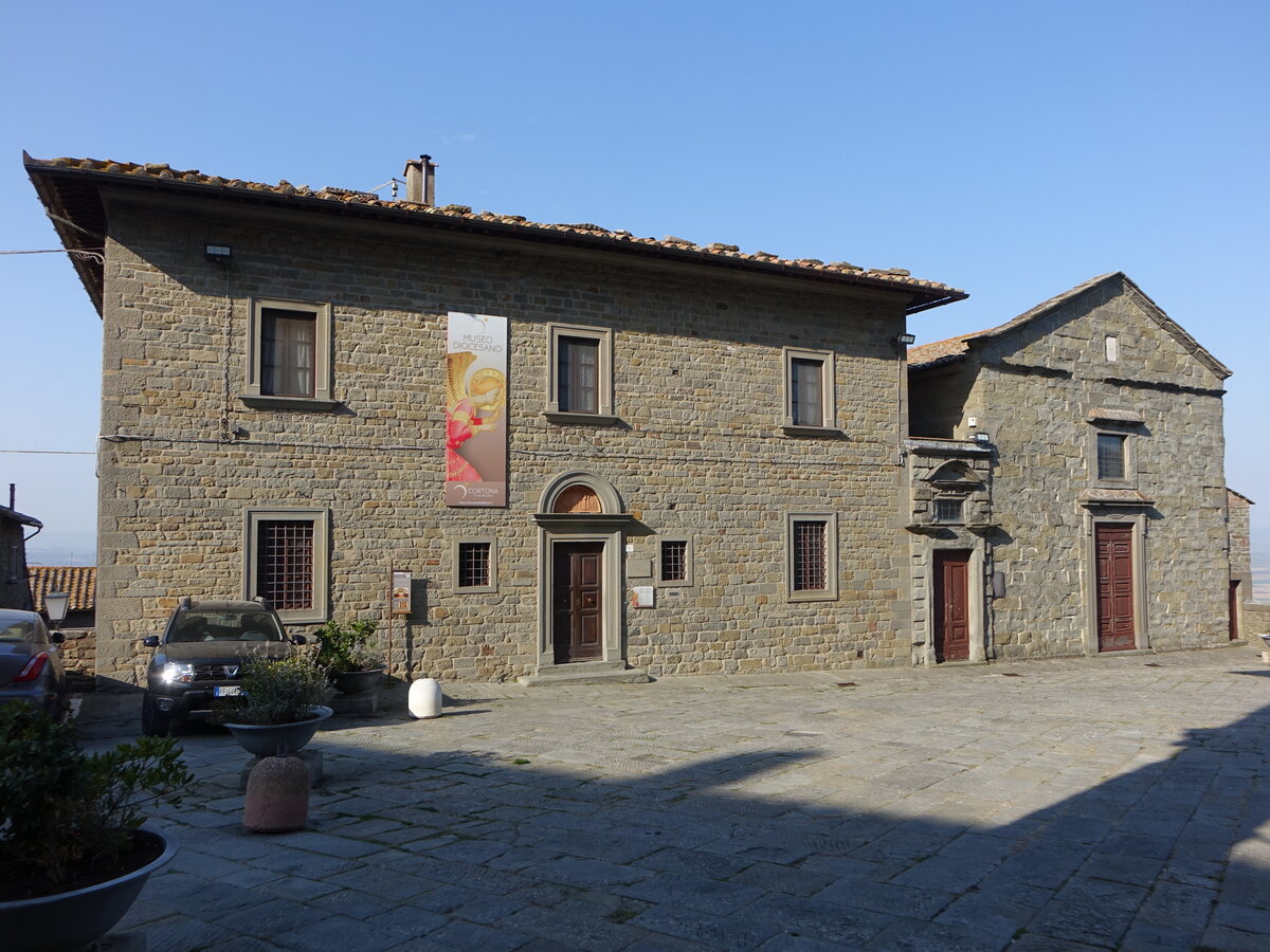 Cortona, Diozsanmuseum und Kirche del Gesu an der Piazza del Duomo (26.03.2022)