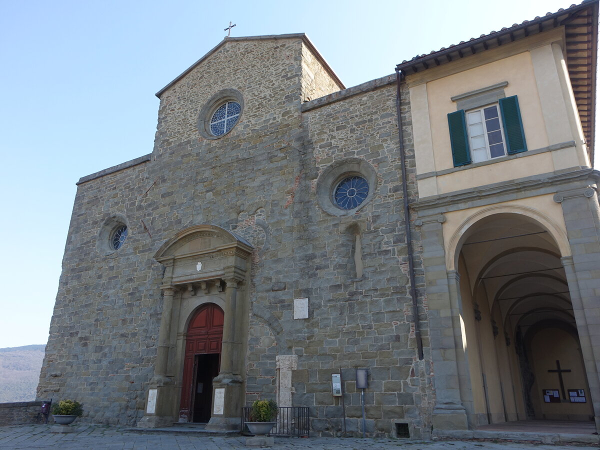 Cortona, Kathedrale St. Maria Assunta, erbaut ab dem 11. Jahrhundert, seit 1507 Kathedrale des 1325 gegrndeten Bistums Cortona (26.03.2022)