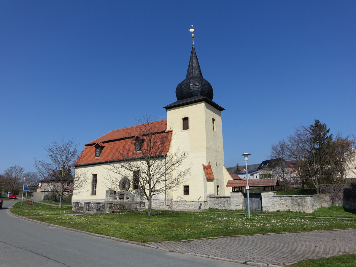 Daasdorf am Berge, evangelische Kirche, erbaut im 18. Jahrhundert (09.04.2023)